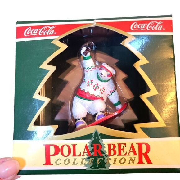 VINTAGE Ornament Coca-Cola 1995 Snow Boardin' Bear Tree NIB - Picture 1 of 6